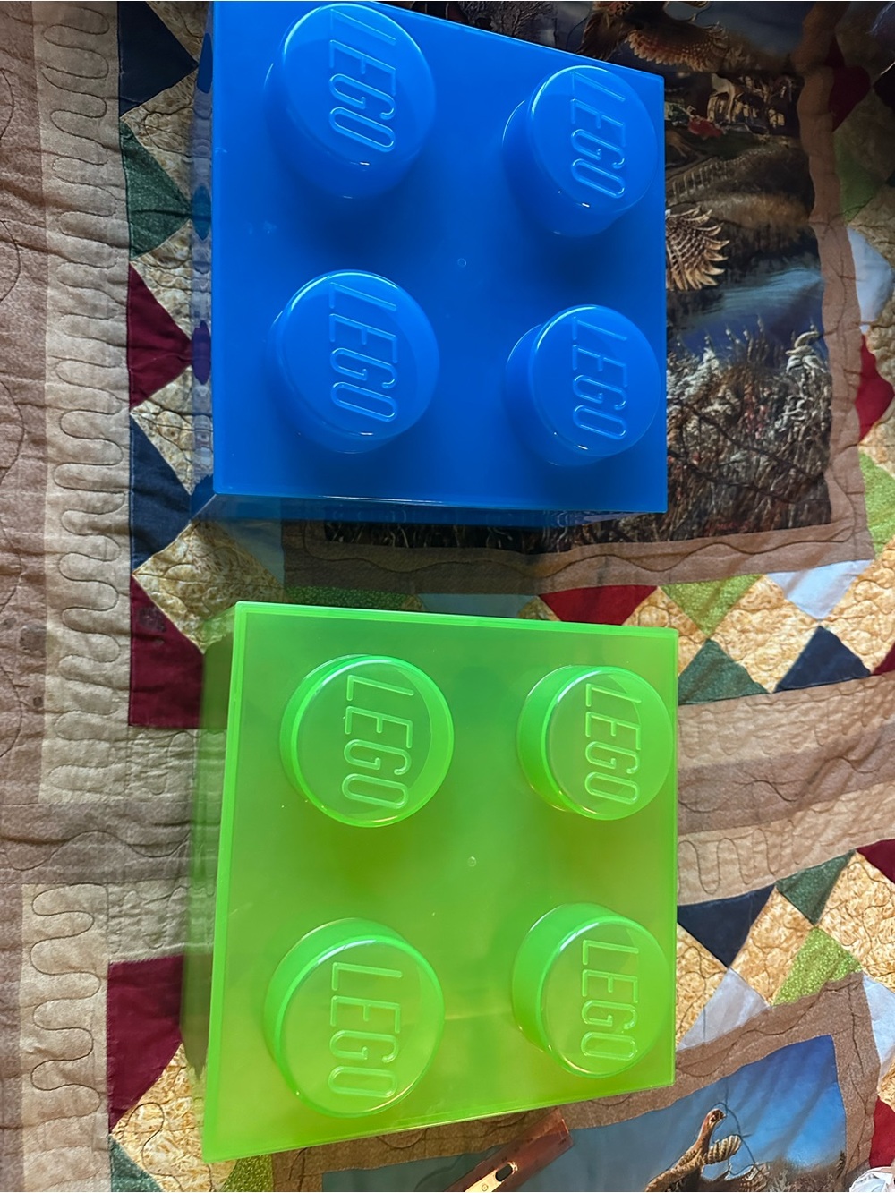 Lego Blue and Neon Green Stackable Brick Storage Set - 2 Pieces
